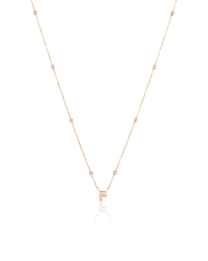 Mini Letter Sphere Chain Necklace (Rose Gold)