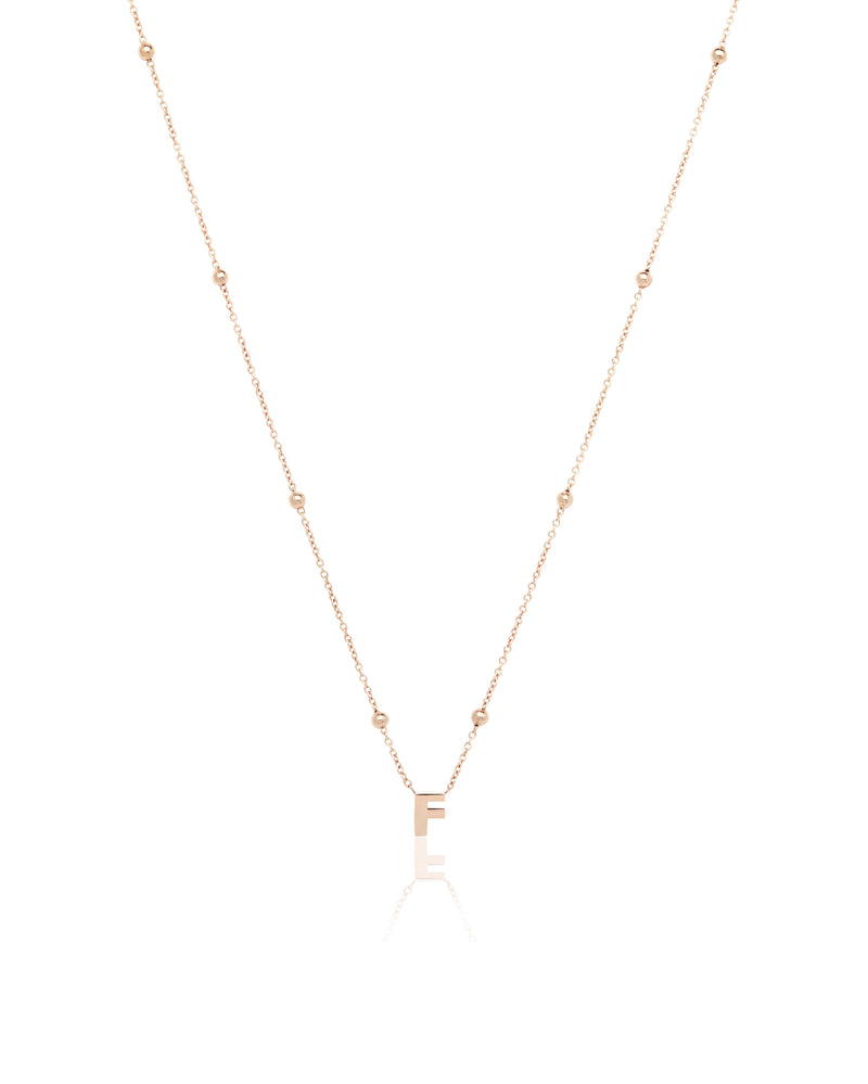 Mini Letter Sphere Chain Necklace (Rose Gold)