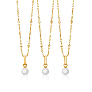 Mini Pearl Necklace Bridesmaids Gift Set (Gold)