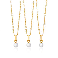 Mini Pearl Necklace Bridesmaids Gift Set (Gold)