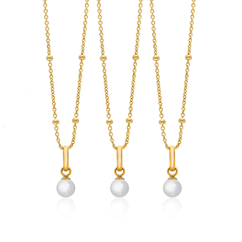 Mini Pearl Necklace Bridesmaids Gift Set (Gold)