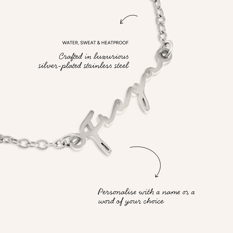 Mini Me Signature Name Bracelet (Silver)