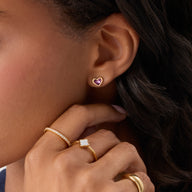 Mini Heart Birthstone Stud Earrings (Gold)