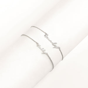 Matching 'Mini & Me' Signature Name Bracelet Set (Silver)