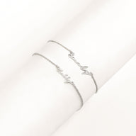 Matching 'Mini & Me' Signature Name Bracelet Set (Silver)