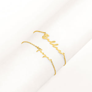 Matching 'Mini & Me' Signature Name Bracelet Set (Gold)