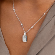 Mini Written In The Stars Initial Tag Necklace (Silver)