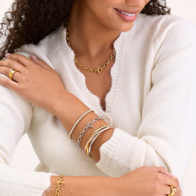 Trilogy Bangle (Gold/Rose Gold/Silver)