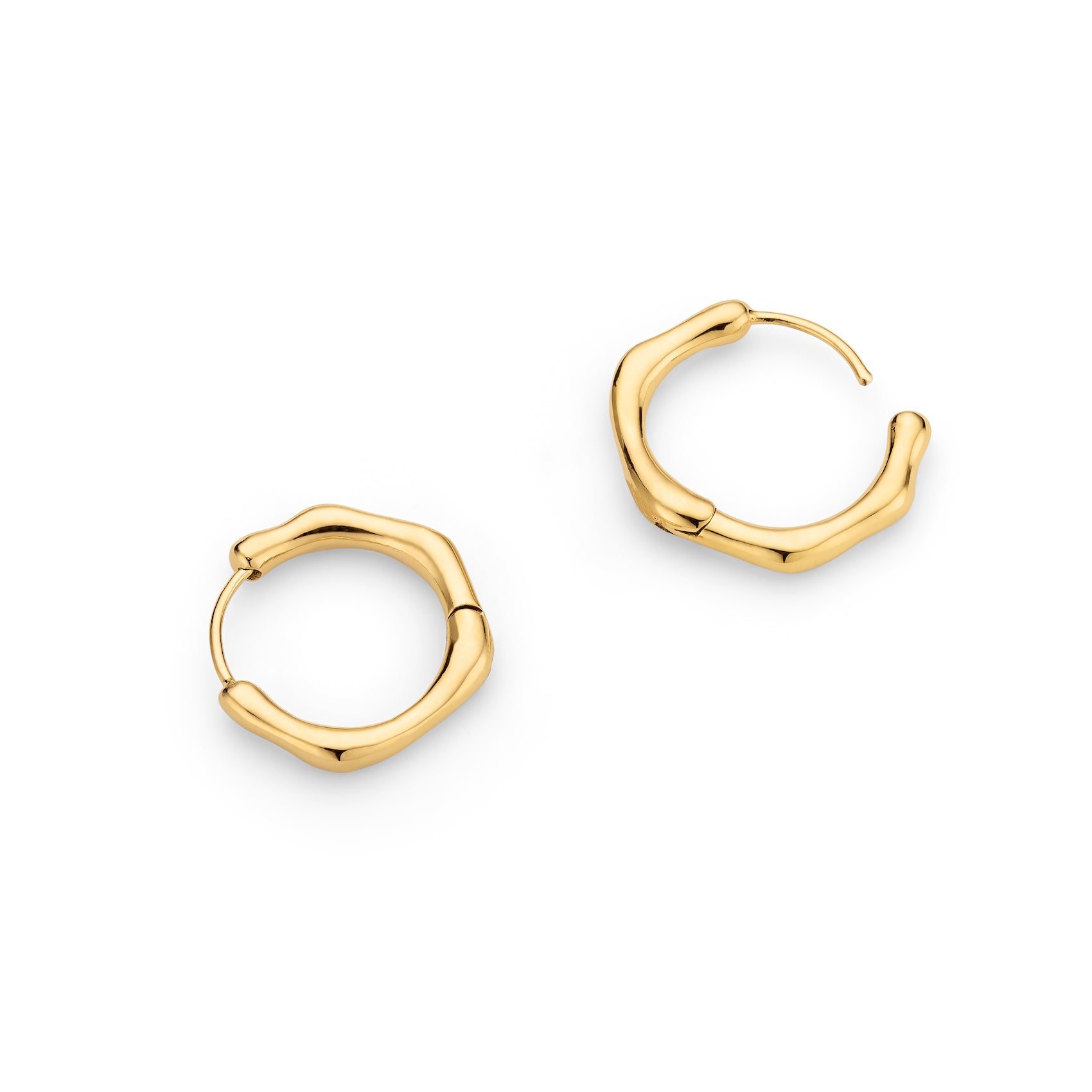 Molten Gemstone Charm Hoop Earrings Gold main image 0