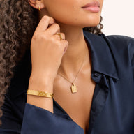 Monogram Double Initial Tag Necklace (Gold)