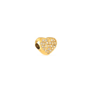 Moon and Back Pavé Heart Necklace Charm (Gold)