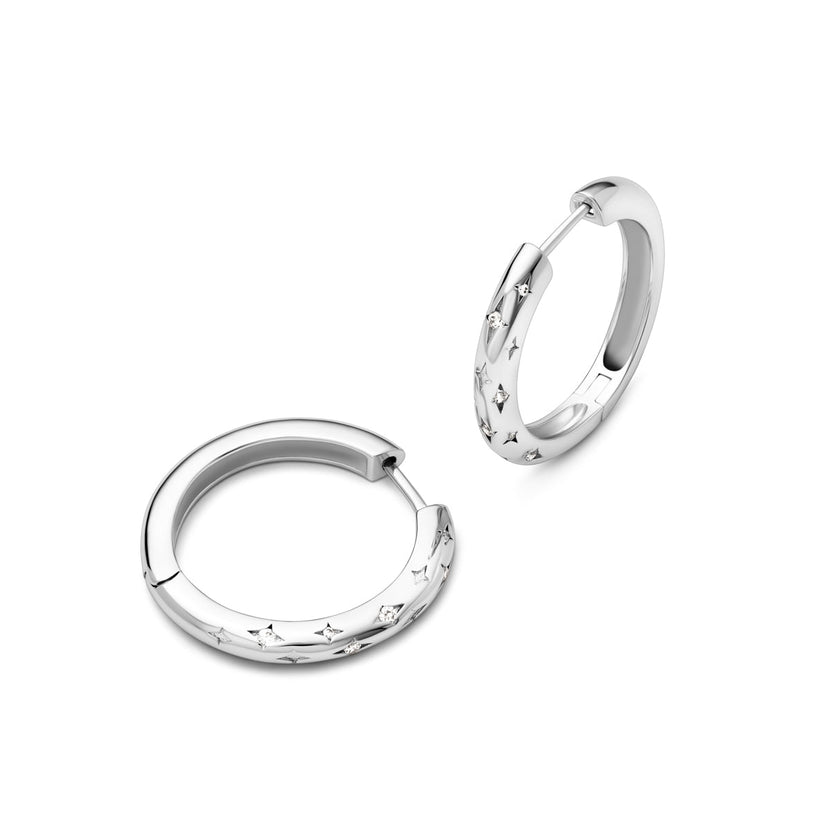 Moon and Back Hoop Earrings (Silver)