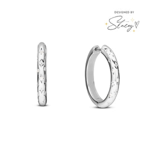 Moon and Back Hoop Earrings (Silver)