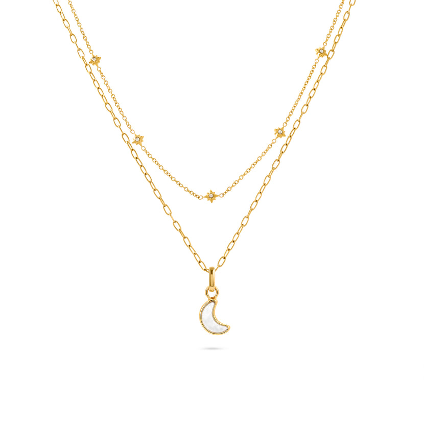 Celestial Skies Lunar Necklace Layered Set (Gold)