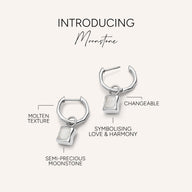 Molten Moonstone Huggie Earrings (Silver)