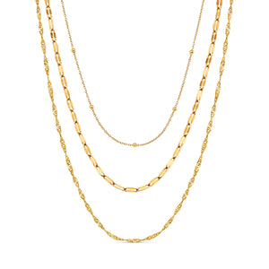 Multi-Chain Layered Necklace Set (Gold)