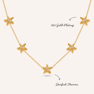 Multi Starfish Necklace (Gold)