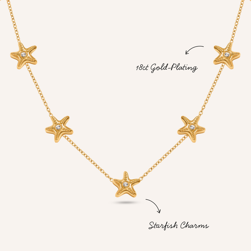 Multi Starfish Necklace (Gold)