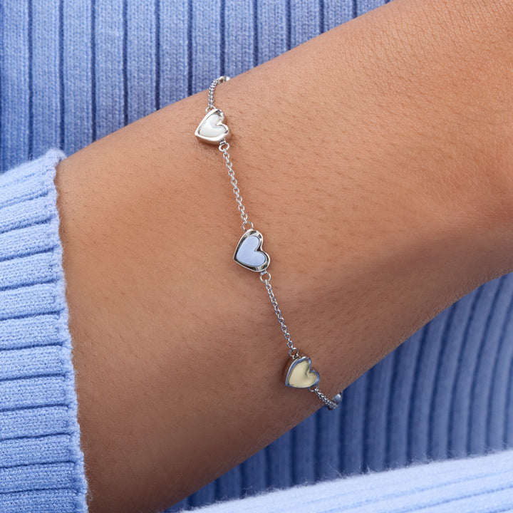 Multi Pastel Mini Hearts Bracelet (Silver)