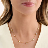 Multi Pastel Mini Hearts Necklace (Gold)