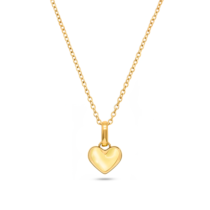 Butter Yellow Quartz Heart Necklace (Gold)