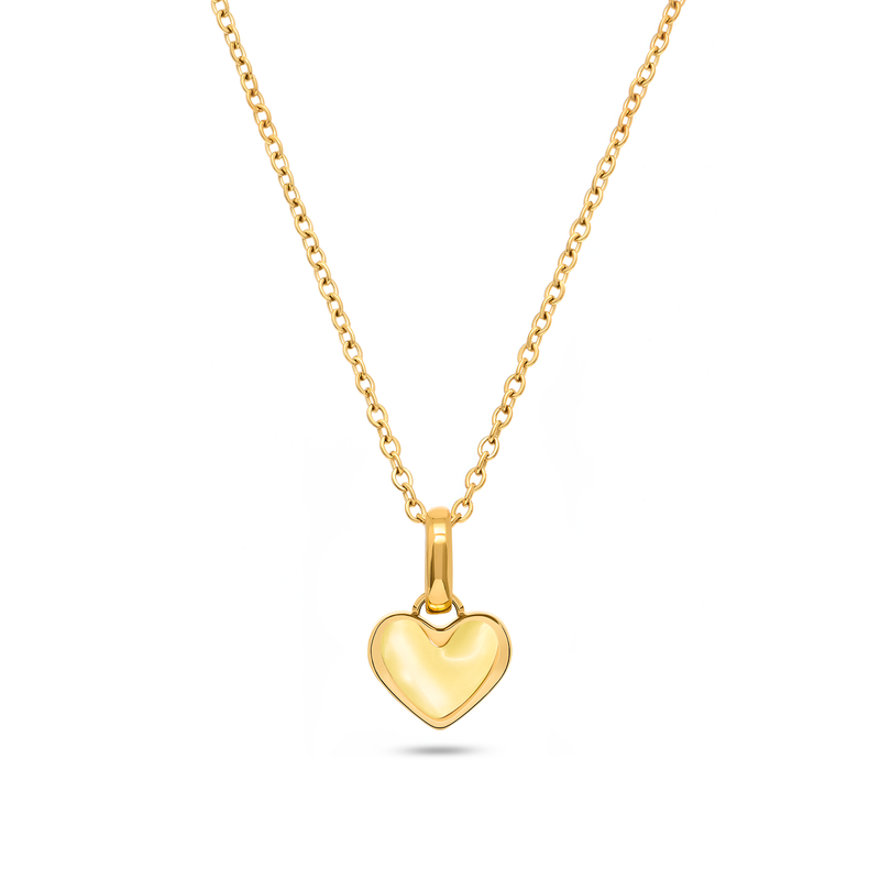 Butter Yellow Quartz Heart Necklace (Gold)