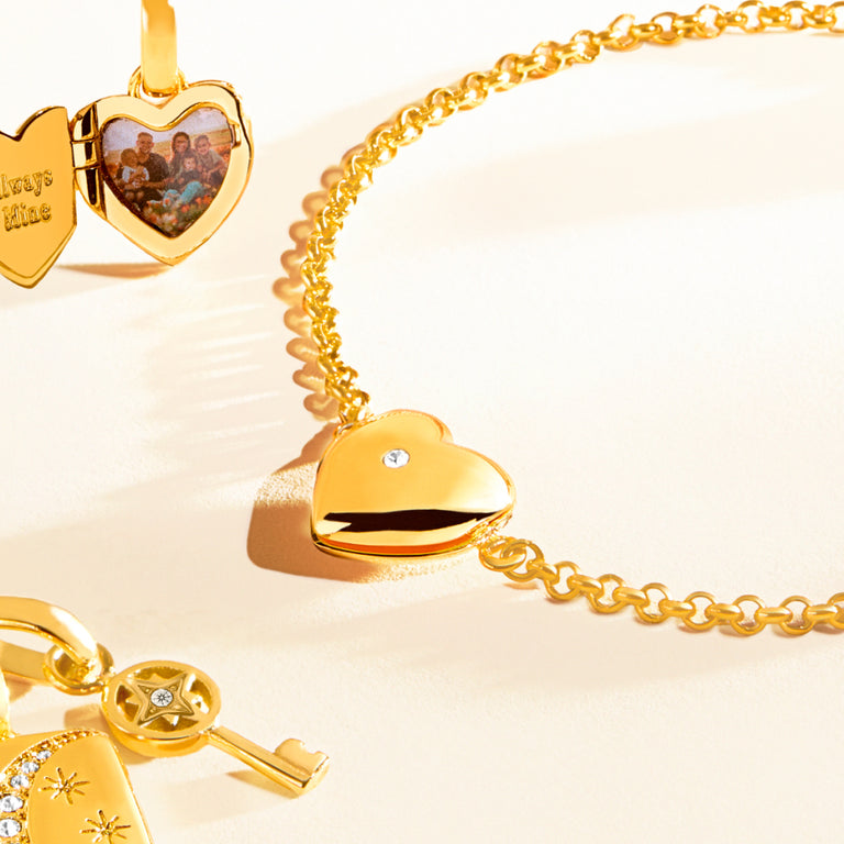 Script Initial & Birthstone Necklace (Gold)