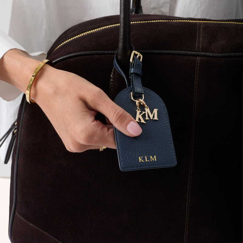 Leather Luggage Tag (Navy)