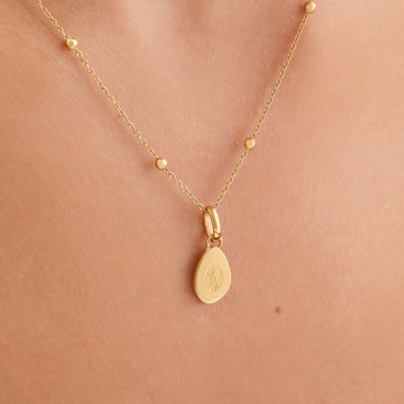 Organic Fingerprint Droplet Necklace (Gold)