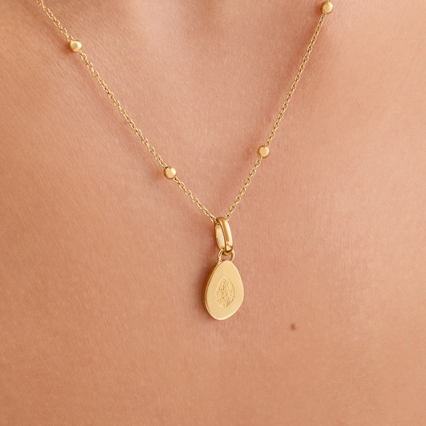 Organic Fingerprint Droplet Necklace (Gold)