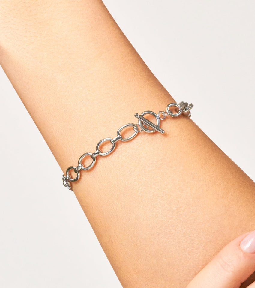 Oval Link Chain Bracelet (Silver)