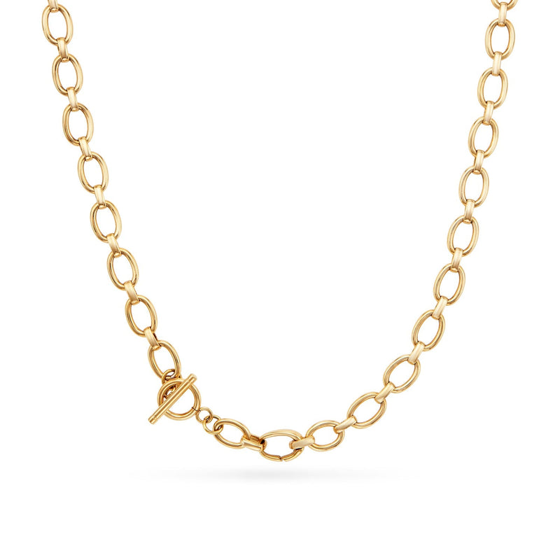 Oval Link Chain Necklace 16-18in (Gold)