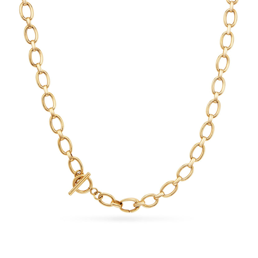 Oval Link Chain Necklace 16-18in (Gold)