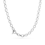 Oval Link Chain Necklace 16-18in (Silver)