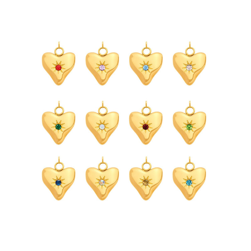 Molten Heart Birthstone Charm (Gold)