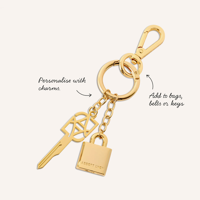Padlock and Key Bag Charm (Gold)