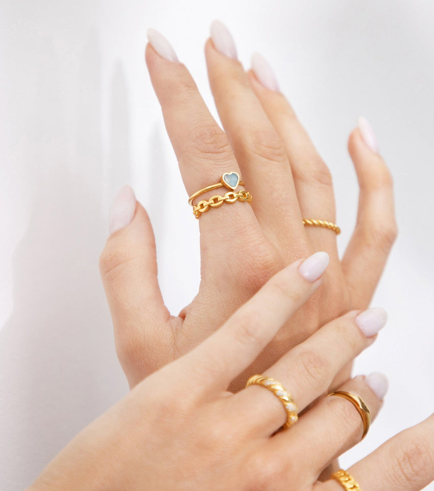 Blue Heart Ring (Gold)