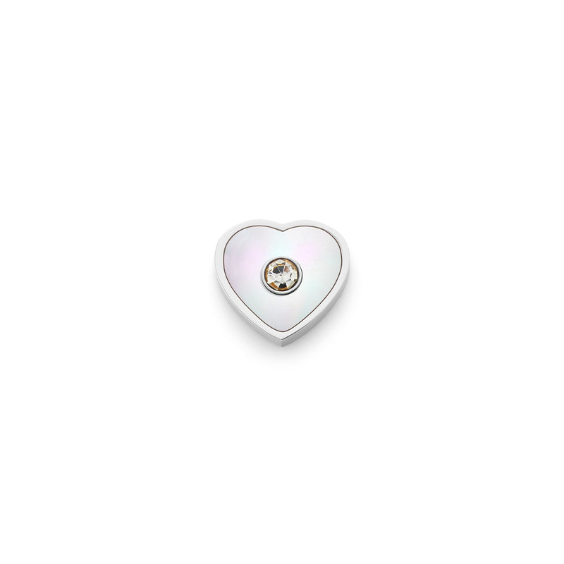 Rose Quartz Heart Charms (Silver) - Plain