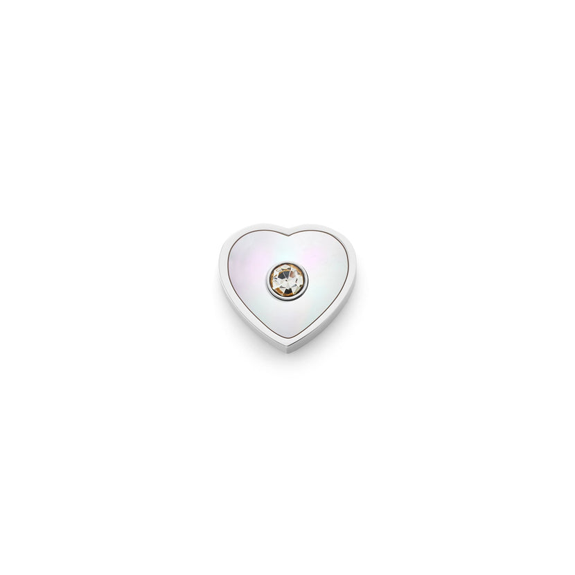 Rose Quartz Heart Charms (Silver) - Plain