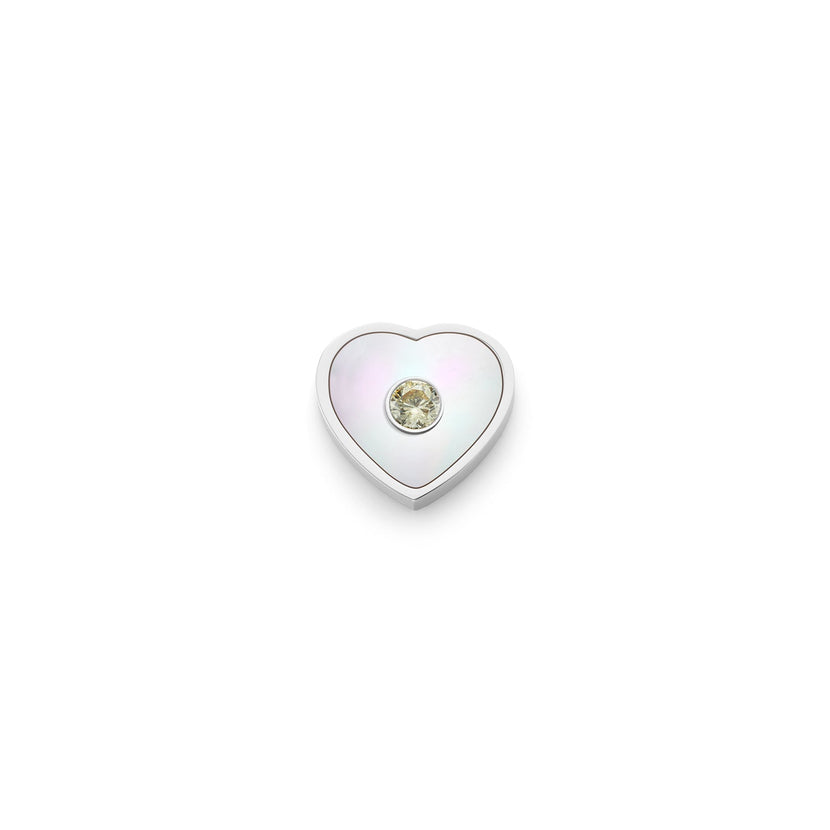 Rose Quartz Heart Charms (Silver) - Plain