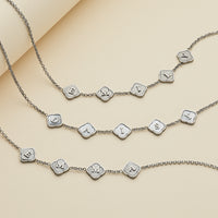 Rosette Clover Custom Name Necklace (Silver)