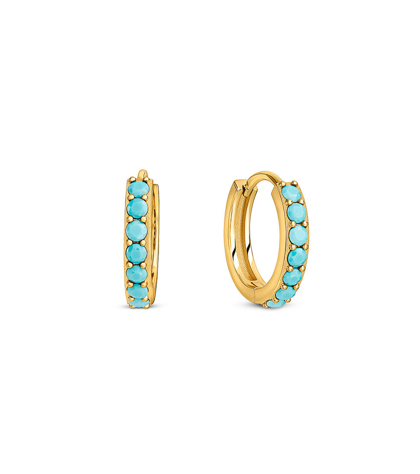 Turquoise Huggie Hoops (Gold)