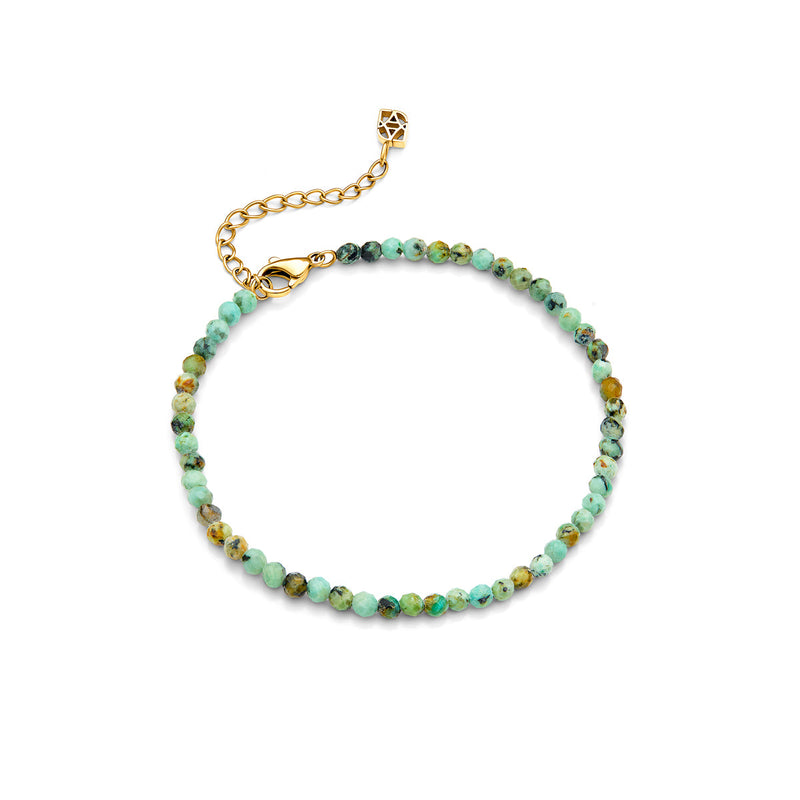 Layering Green Turquoise Beaded Bracelet (Gold)
