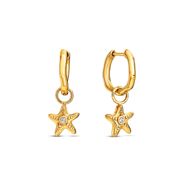 Molten Starfish Huggie Earrings (Gold)