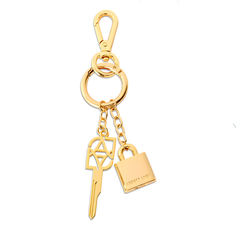 Padlock and Key Bag Charm (Gold)