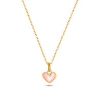 Pale Pink Opal Heart Necklace (Gold)