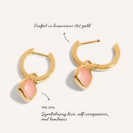 Pale Pink Opal Cushion Huggie Earrings (Gold)