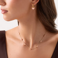 Multi Pale Pink Opal Mini Hearts Necklace (Gold)