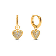Pavé Heart Huggie Earrings (Gold)