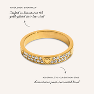 Pavé Crystal Heart Ring (Gold)